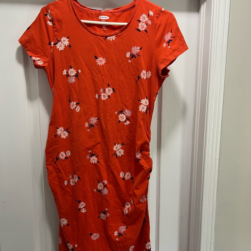 Old Navy Orange Floral Maternity Dress - Large